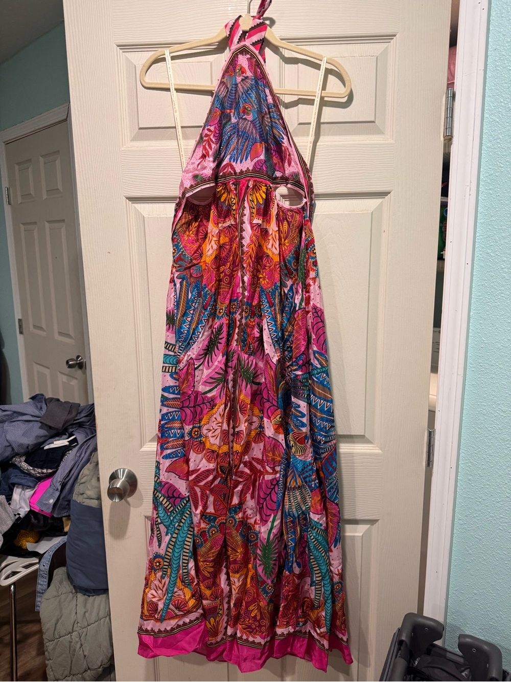 FARM Rio Pink Multi Tropical Halter Maxi Dress